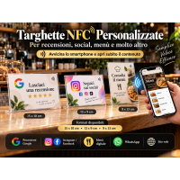 Targhetta NFC Personalizzata da Banco – Recensioni, Social, Menu, WhatsApp e Link Targhetta NFC Personalizzata da Banco – Recensioni, Social, Menu, WhatsApp e Link