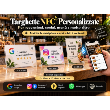 Targhetta NFC Personalizzata da Banco – Recensioni, Social, Menu, WhatsApp e Link Targhetta NFC Personalizzata da Banco – Recensioni, Social, Menu, WhatsApp e Link